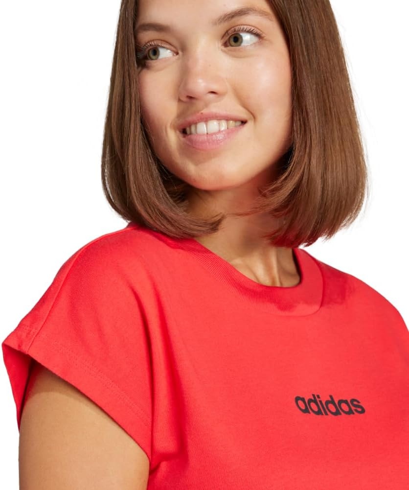 image:imageadidas Womens Essentials Linear Cotton TShirtPure RubyBlack