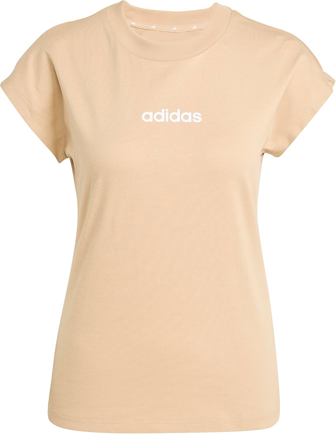 image:imageadidas Womens Essentials Linear Cotton TShirtWarm SandstoneWhite