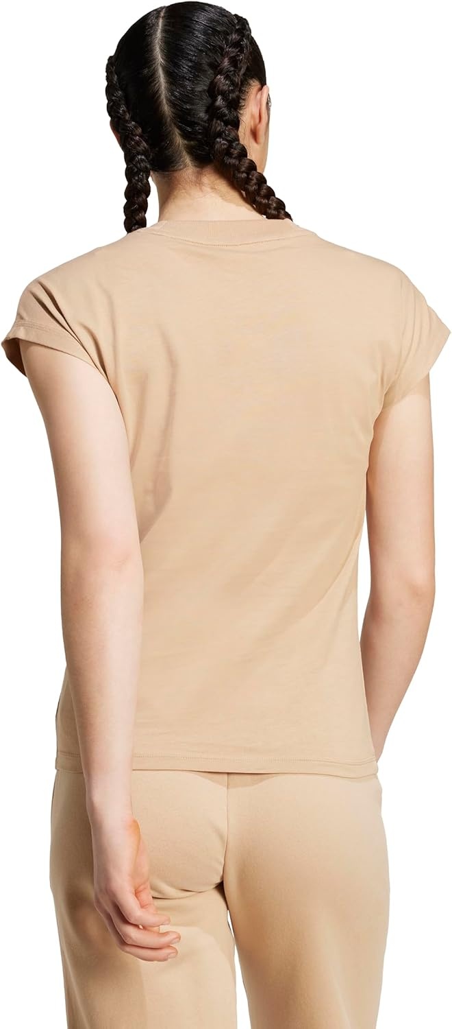 image:imageadidas Womens Essentials Linear Cotton TShirtWarm SandstoneWhite