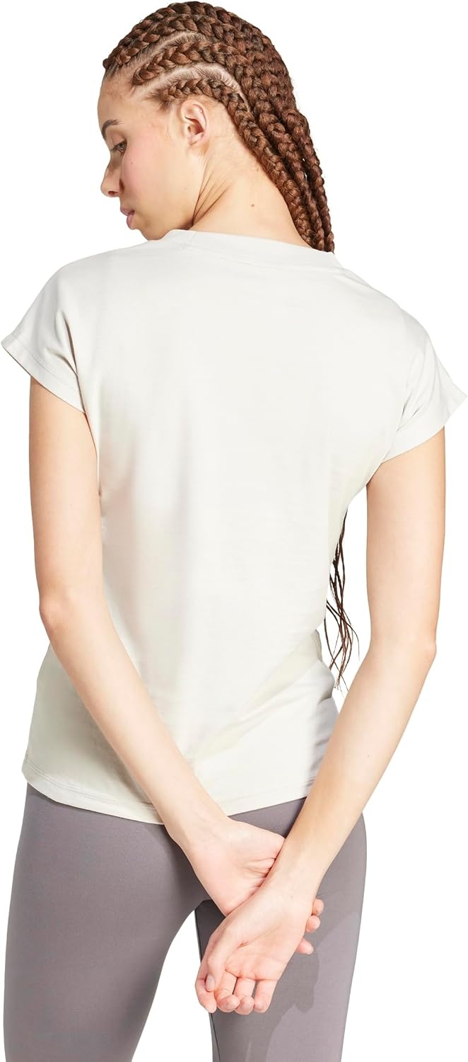 image:imageadidas Womens Essentials Linear Cotton TShirtWonder AluminaWhite