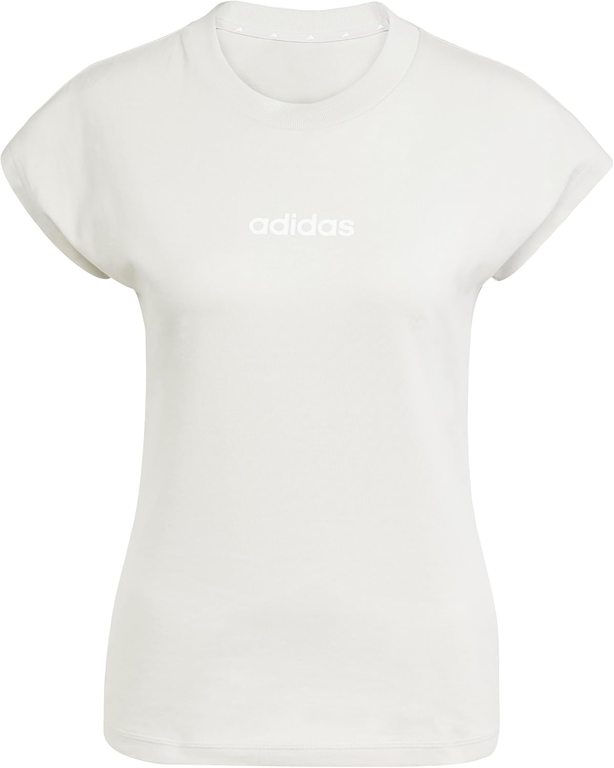 image:imageadidas Womens Essentials Linear Cotton TShirtWonder AluminaWhite