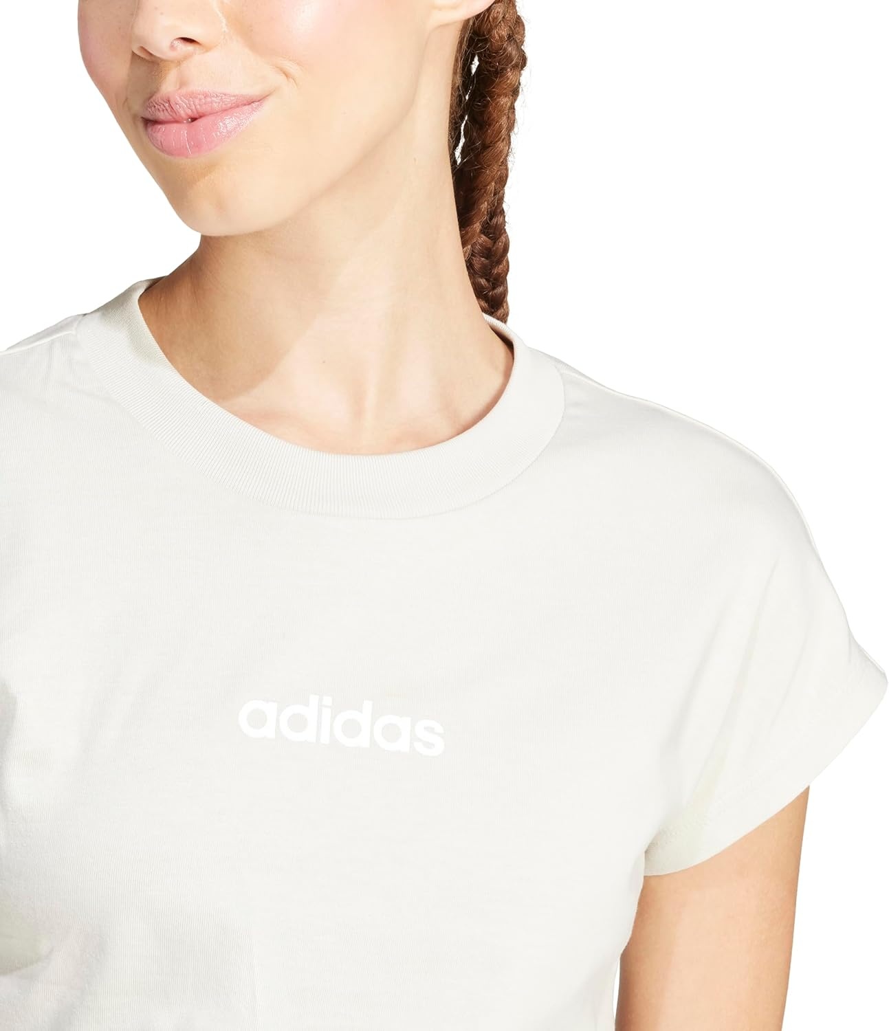 image:imageadidas Womens Essentials Linear Cotton TShirtWonder AluminaWhite