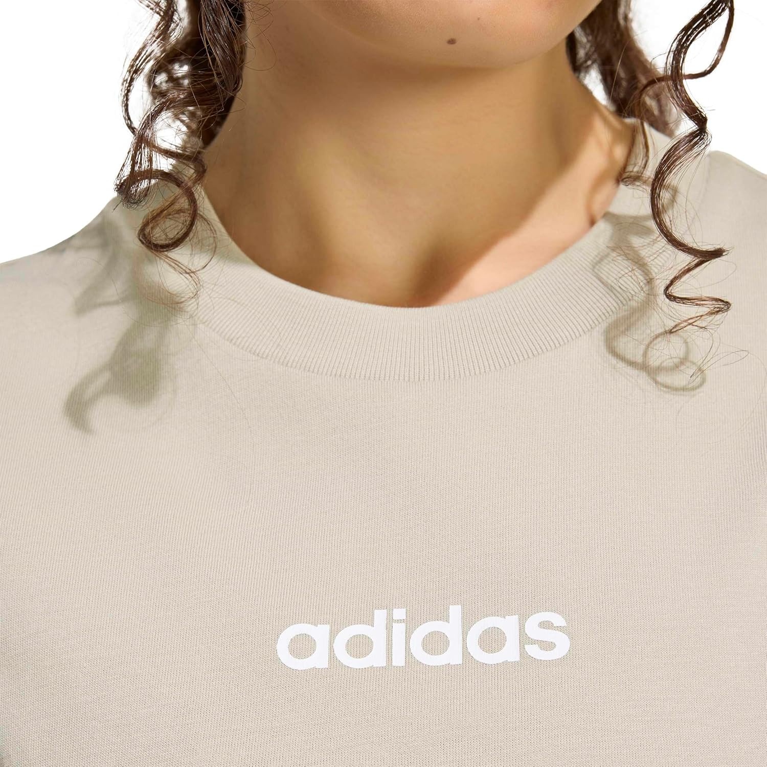 image:imageadidas Womens Essentials Linear Cotton TShirtWonder CargoWhite