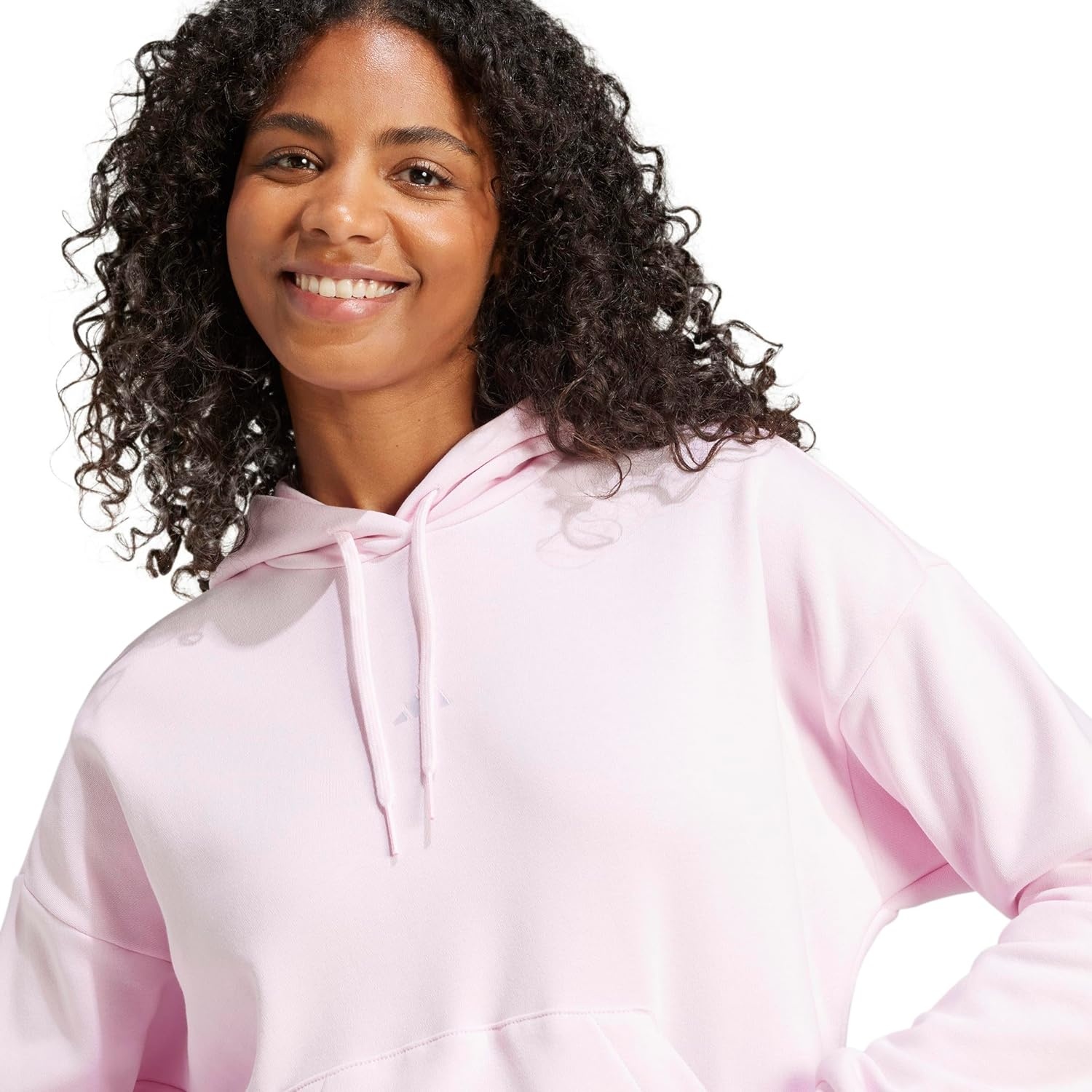 image:imageadidas Womens Essentials Small Logo Feel Cozy HoodieClear PinkWhite