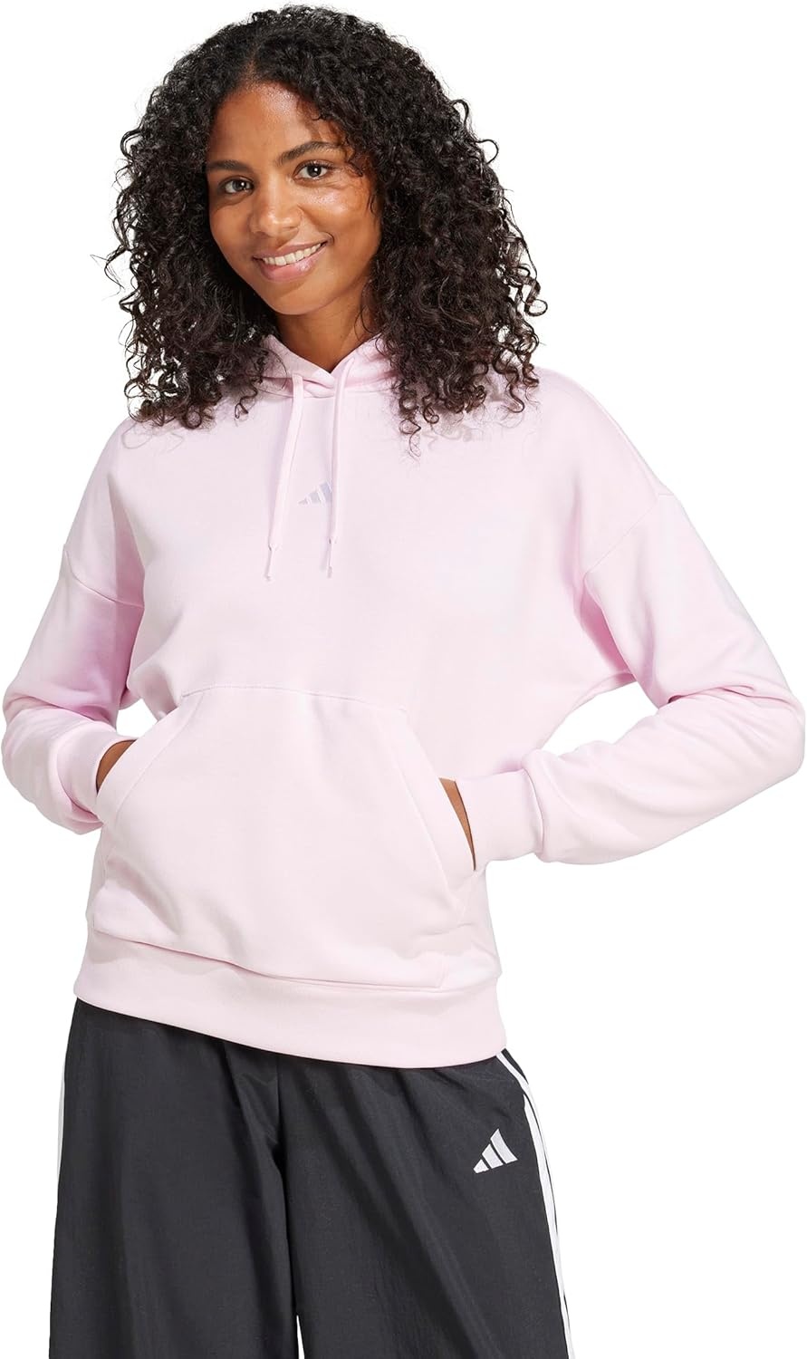 image:imageadidas Womens Essentials Small Logo Feel Cozy HoodieClear PinkWhite