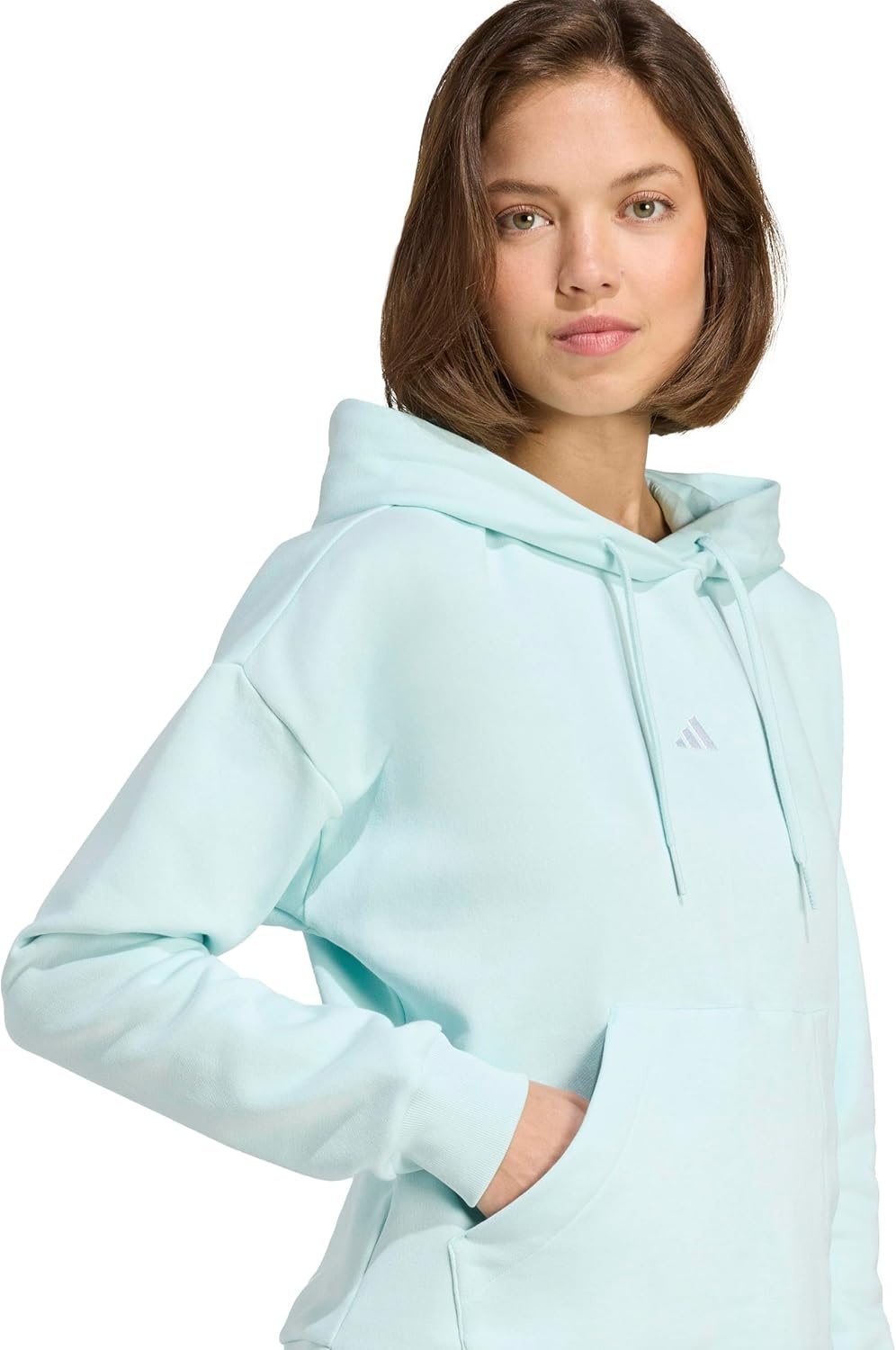 image:imageadidas Womens Essentials Small Logo Feel Cozy HoodieHalo MintWhite
