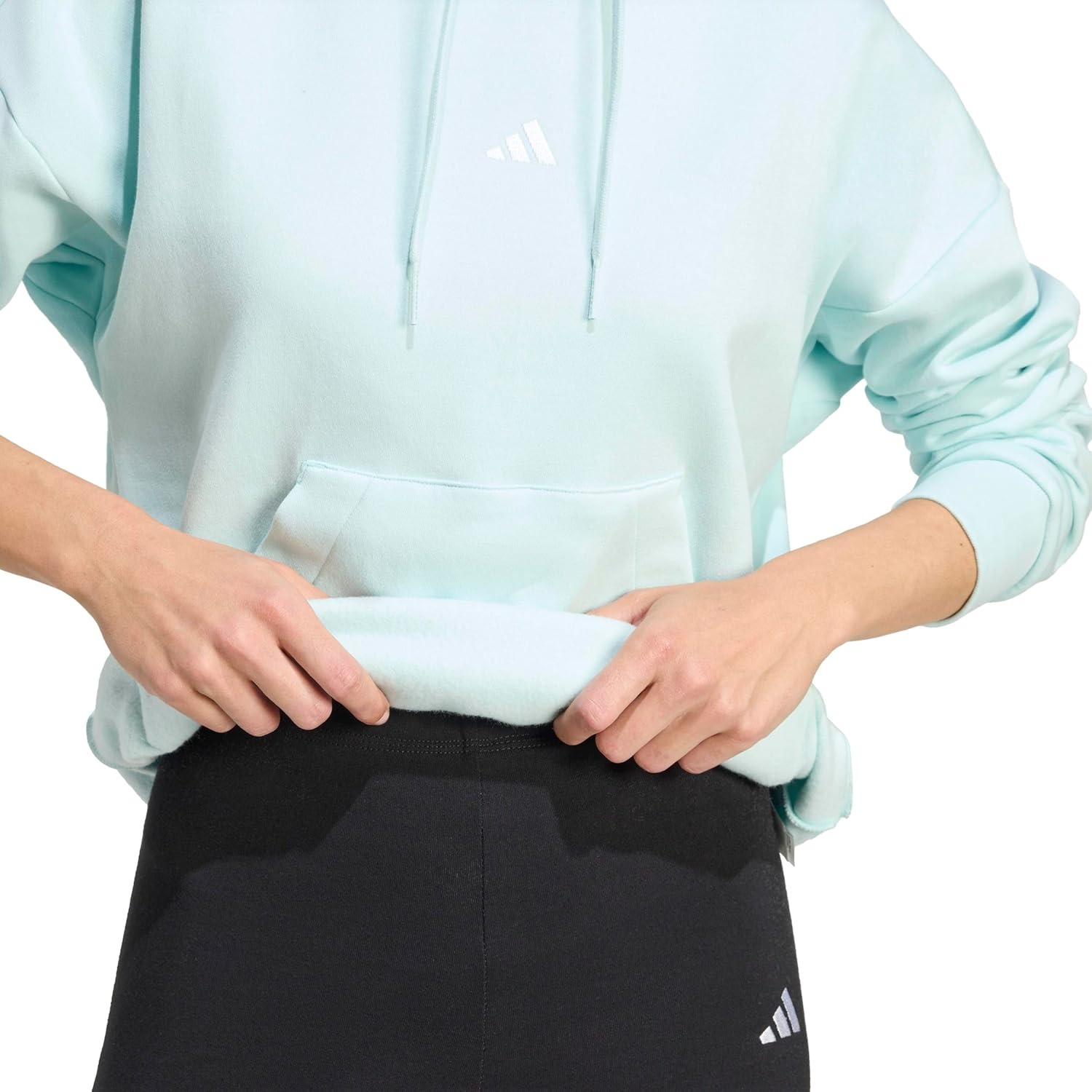 image:imageadidas Womens Essentials Small Logo Feel Cozy HoodieHalo MintWhite