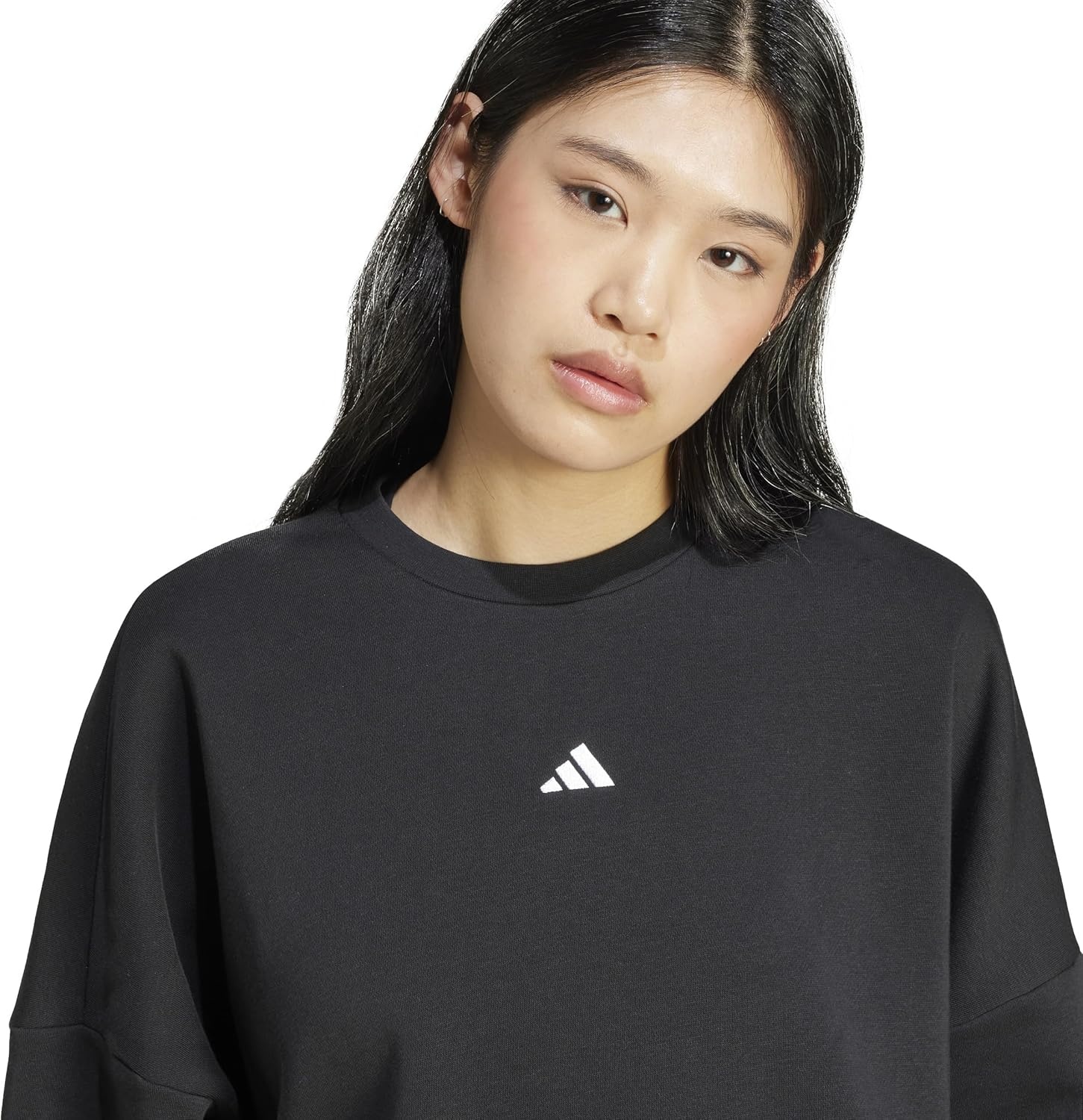 image:imageadidas Womens Essentials Small Logo FeelCozy SweatshirtBlackWhite