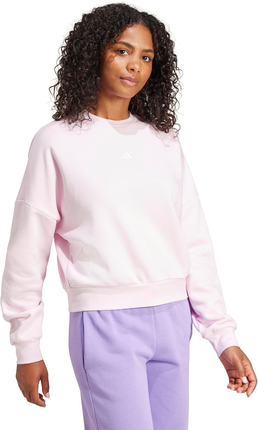 image:imageadidas Womens Essentials Small Logo FeelCozy SweatshirtClear PinkWhite