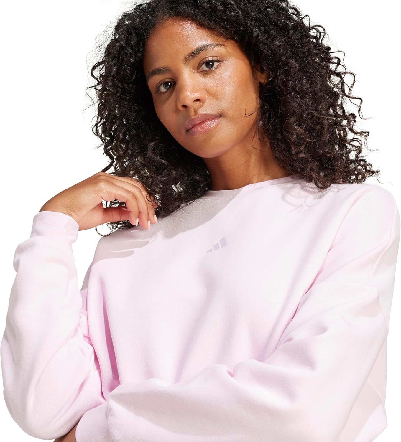 image:imageadidas Womens Essentials Small Logo FeelCozy SweatshirtClear PinkWhite