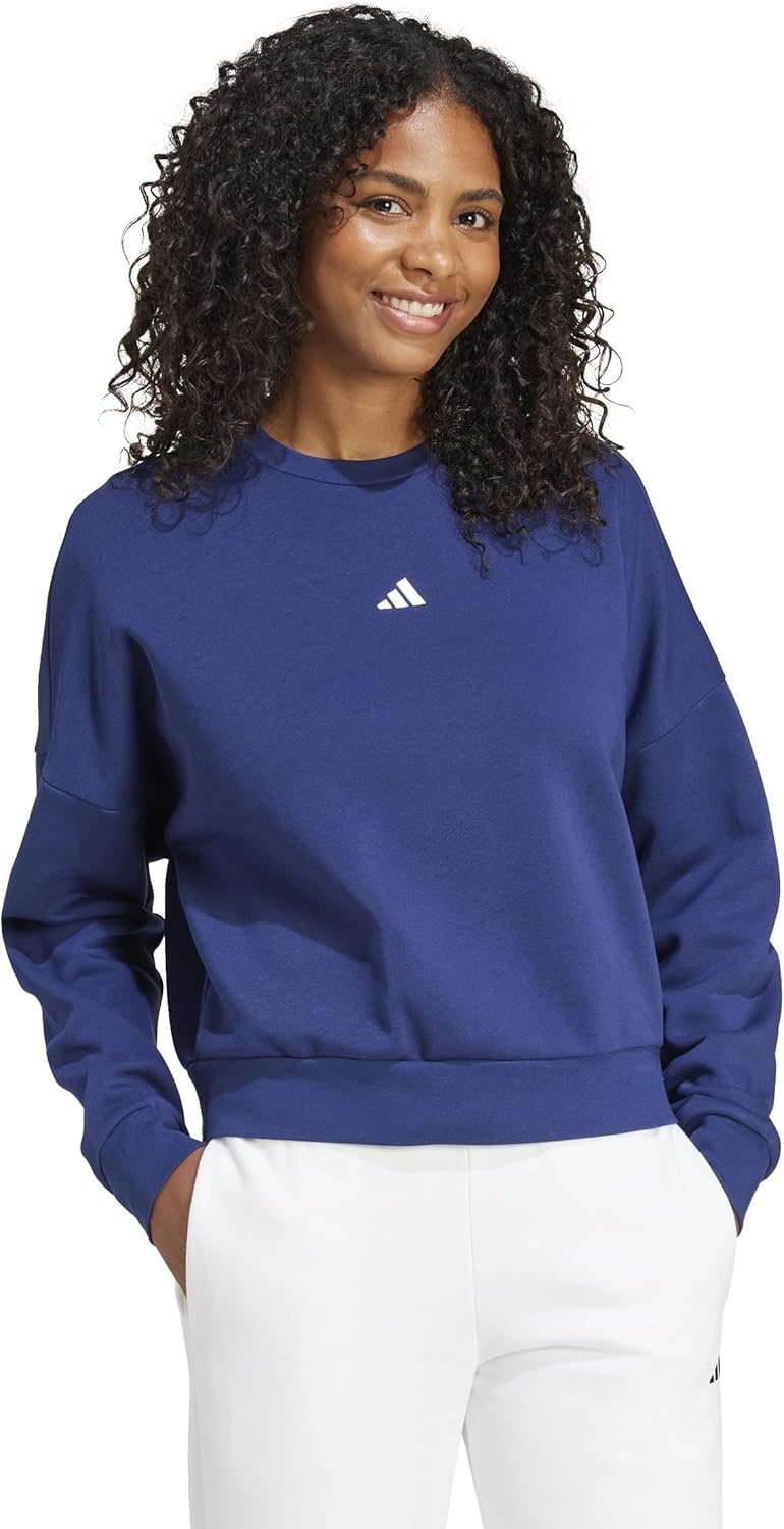image:imageadidas Womens Essentials Small Logo FeelCozy SweatshirtDark BlueWhite