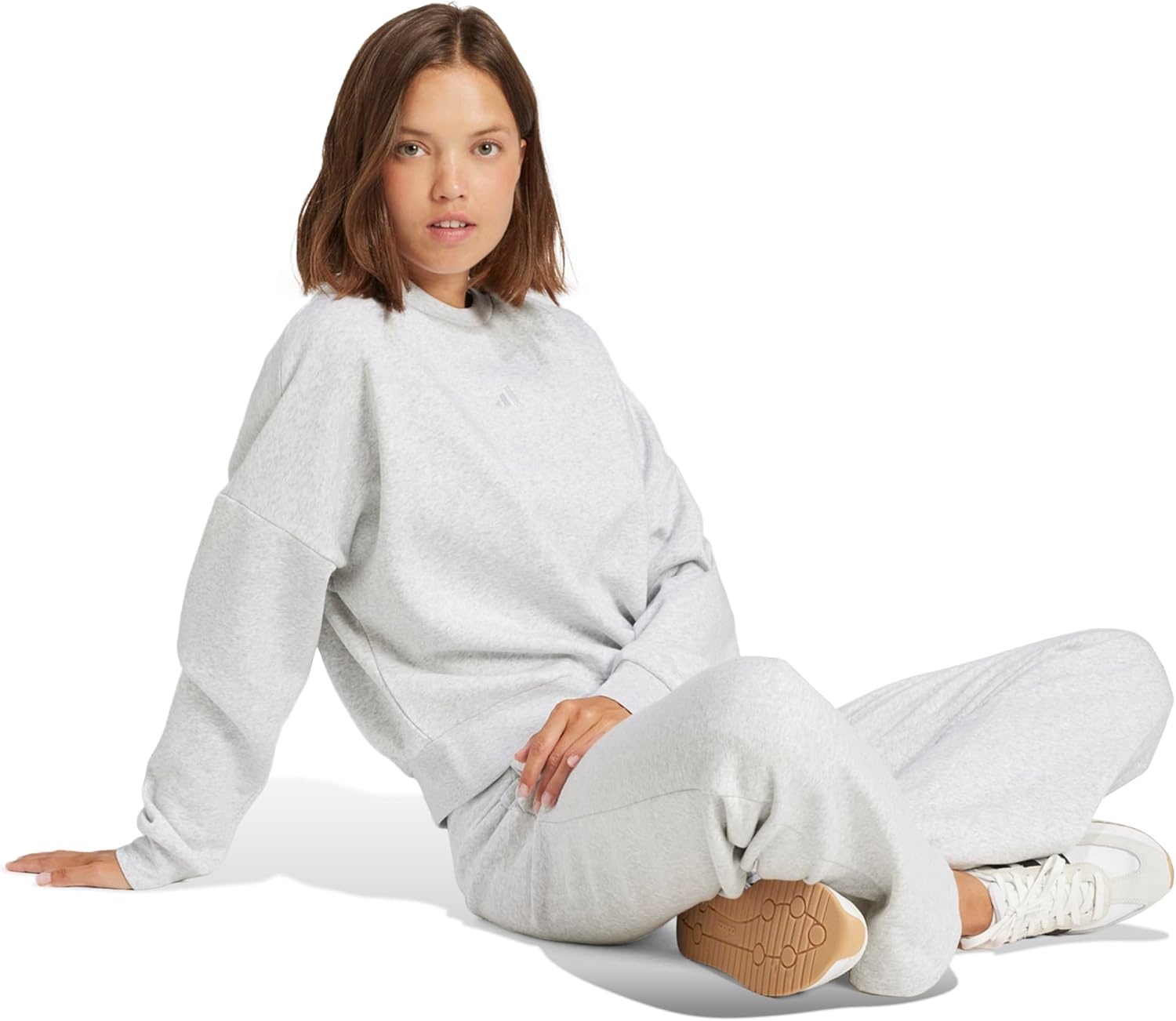 image:imageadidas Womens Essentials Small Logo FeelCozy SweatshirtLight Grey HeatherWhite