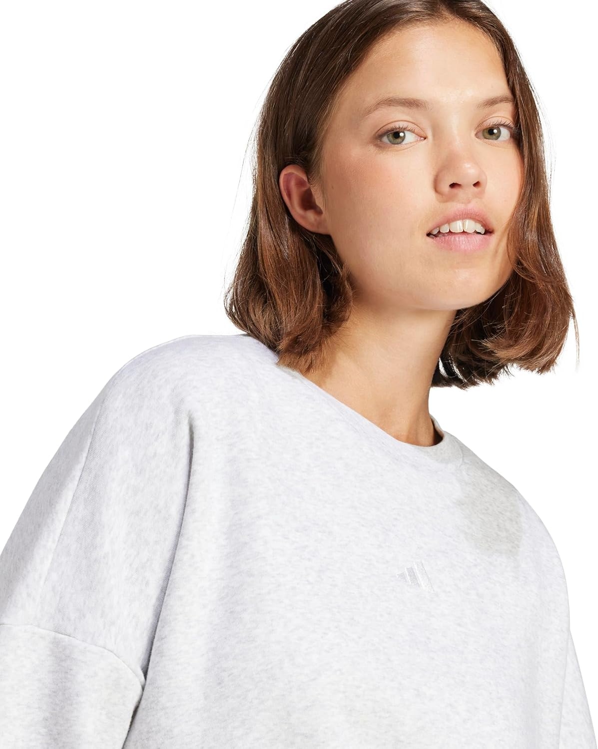 image:imageadidas Womens Essentials Small Logo FeelCozy SweatshirtLight Grey HeatherWhite