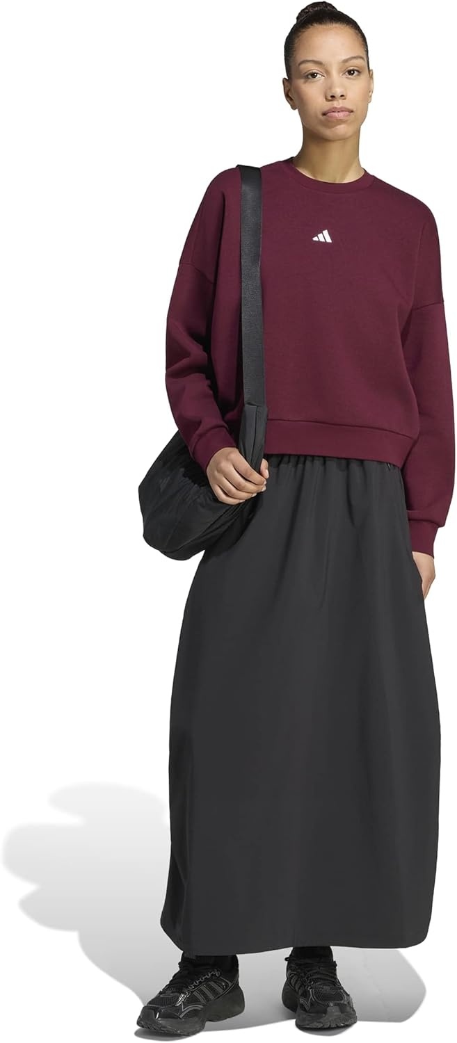 image:imageadidas Womens Essentials Small Logo FeelCozy SweatshirtMaroonWhite