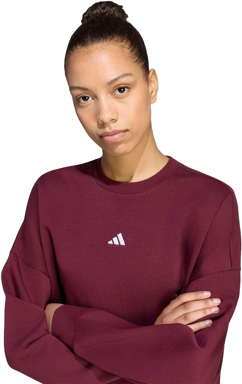 image:imageadidas Womens Essentials Small Logo FeelCozy SweatshirtMaroonWhite