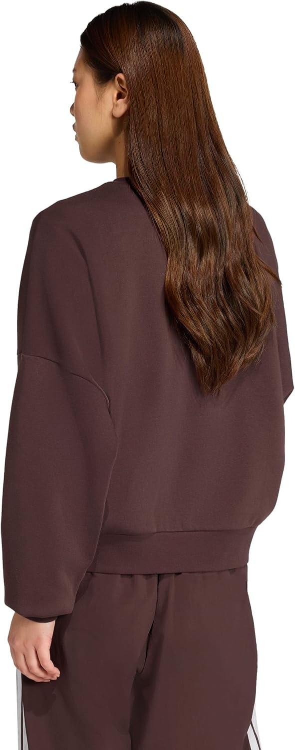 image:imageadidas Womens Essentials Small Logo FeelCozy SweatshirtShadow BrownWhite