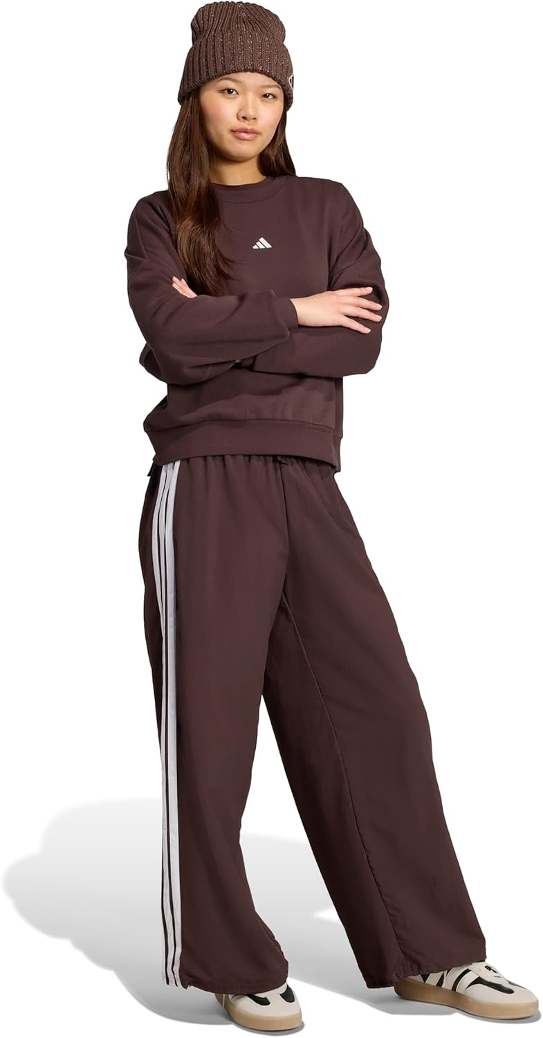 image:imageadidas Womens Essentials Small Logo FeelCozy SweatshirtShadow BrownWhite
