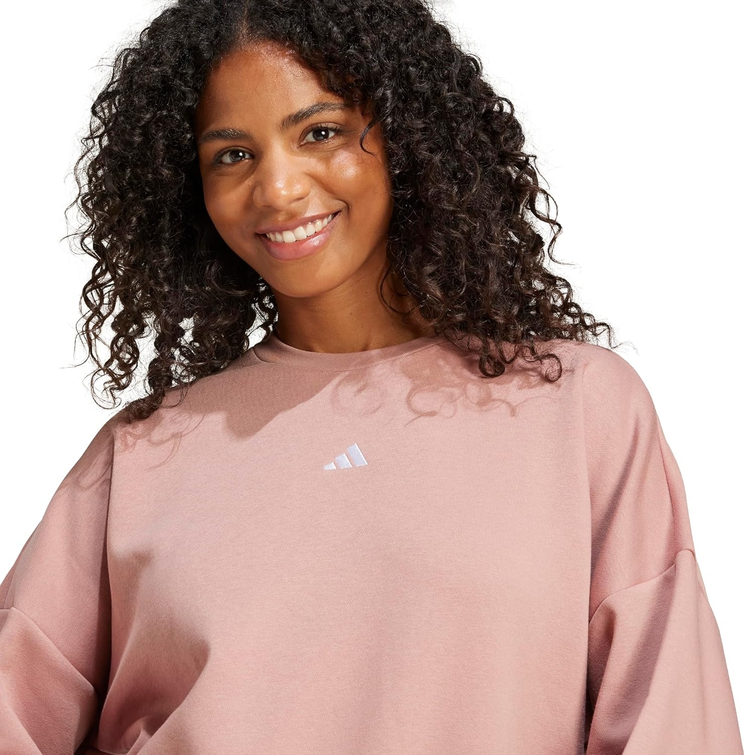 image:imageadidas Womens Essentials Small Logo FeelCozy SweatshirtWarm ClayWhite