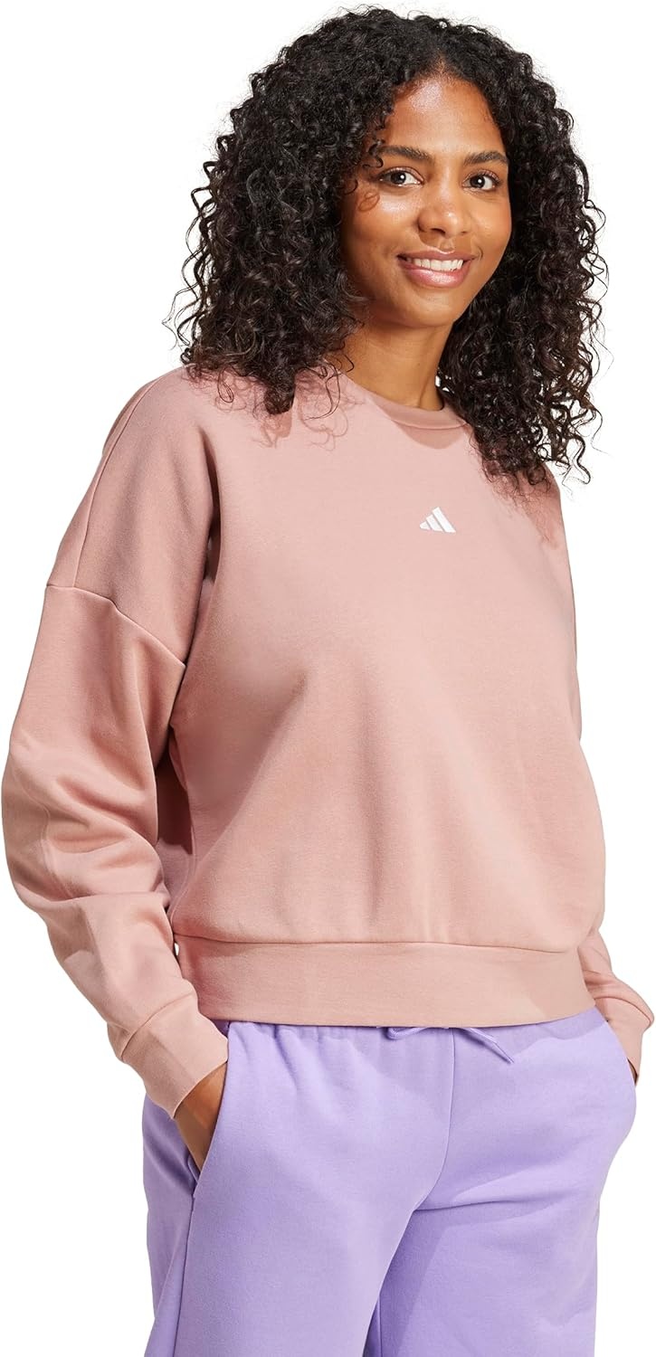 image:imageadidas Womens Essentials Small Logo FeelCozy SweatshirtWarm ClayWhite