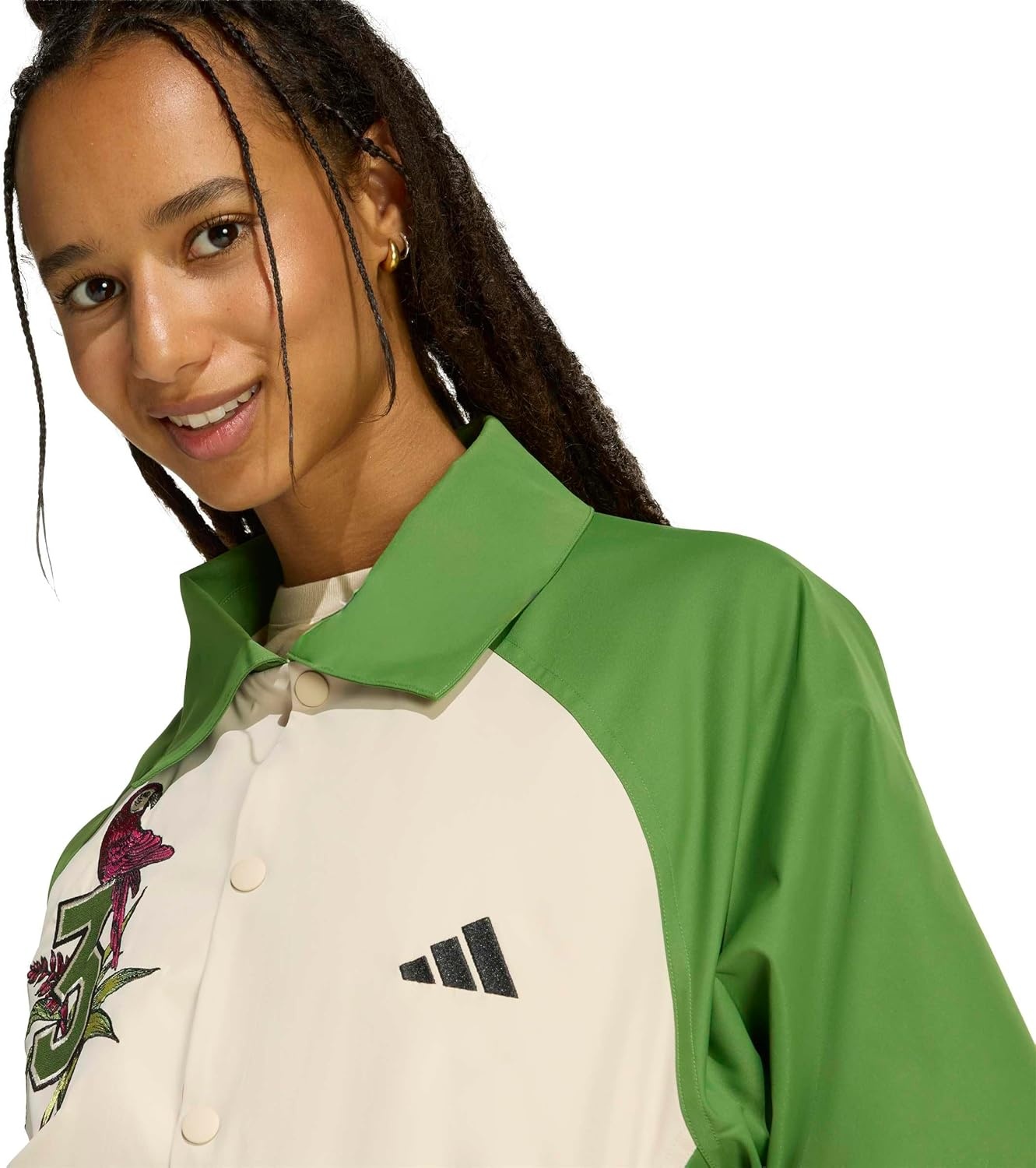 image:imageadidas Womens Farm Rio Premium JacketCrew GreenCrystal Linen