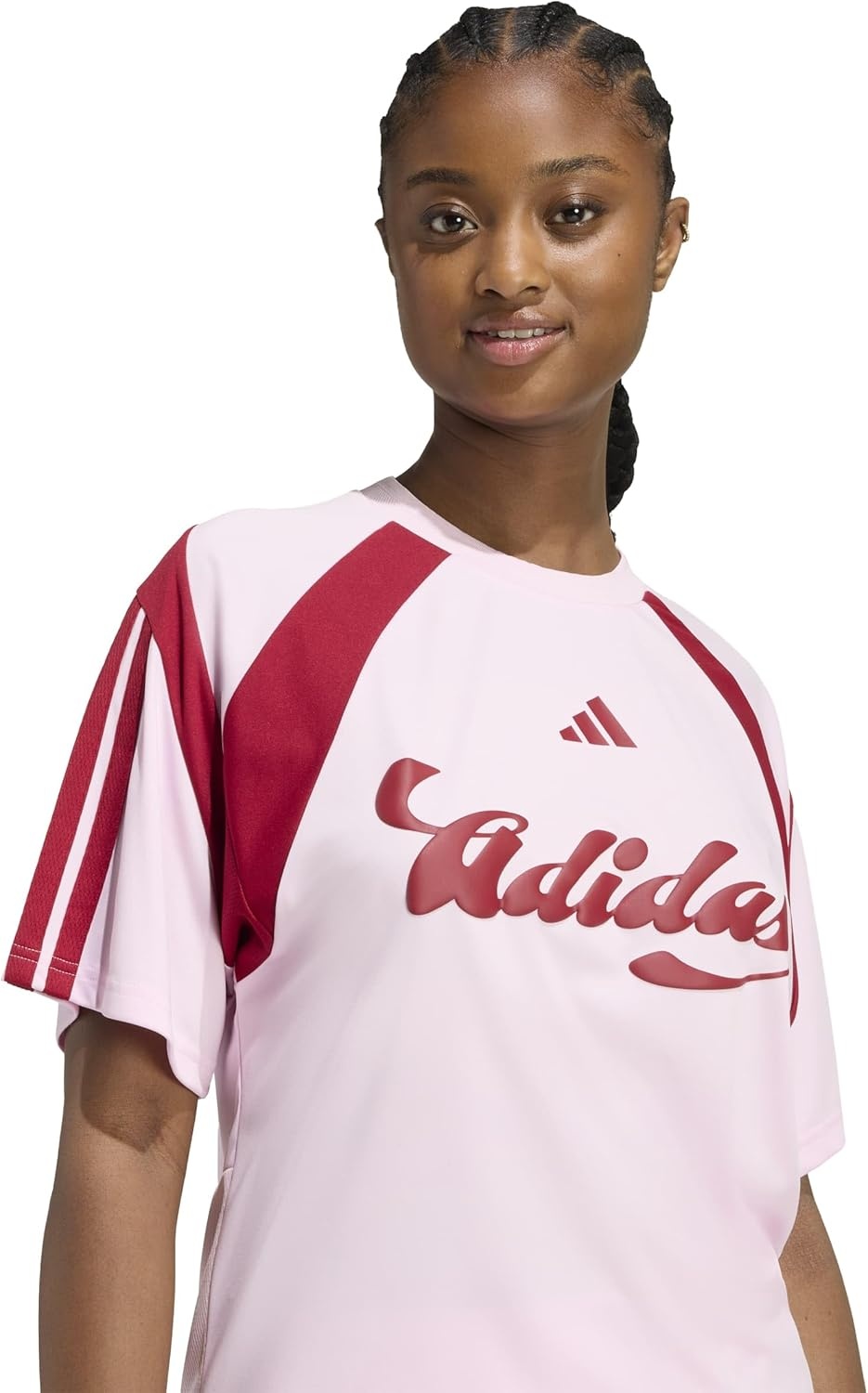 image:imageadidas Womens House of Tiro Graphic Jersey Clear PinkMaroon Large