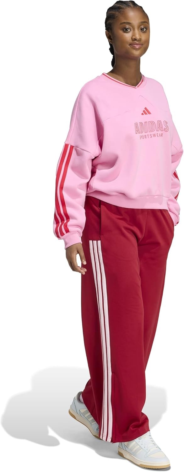 image:imageadidas Womens House of Tiro Wide Leg PantsMaroonClear Pink