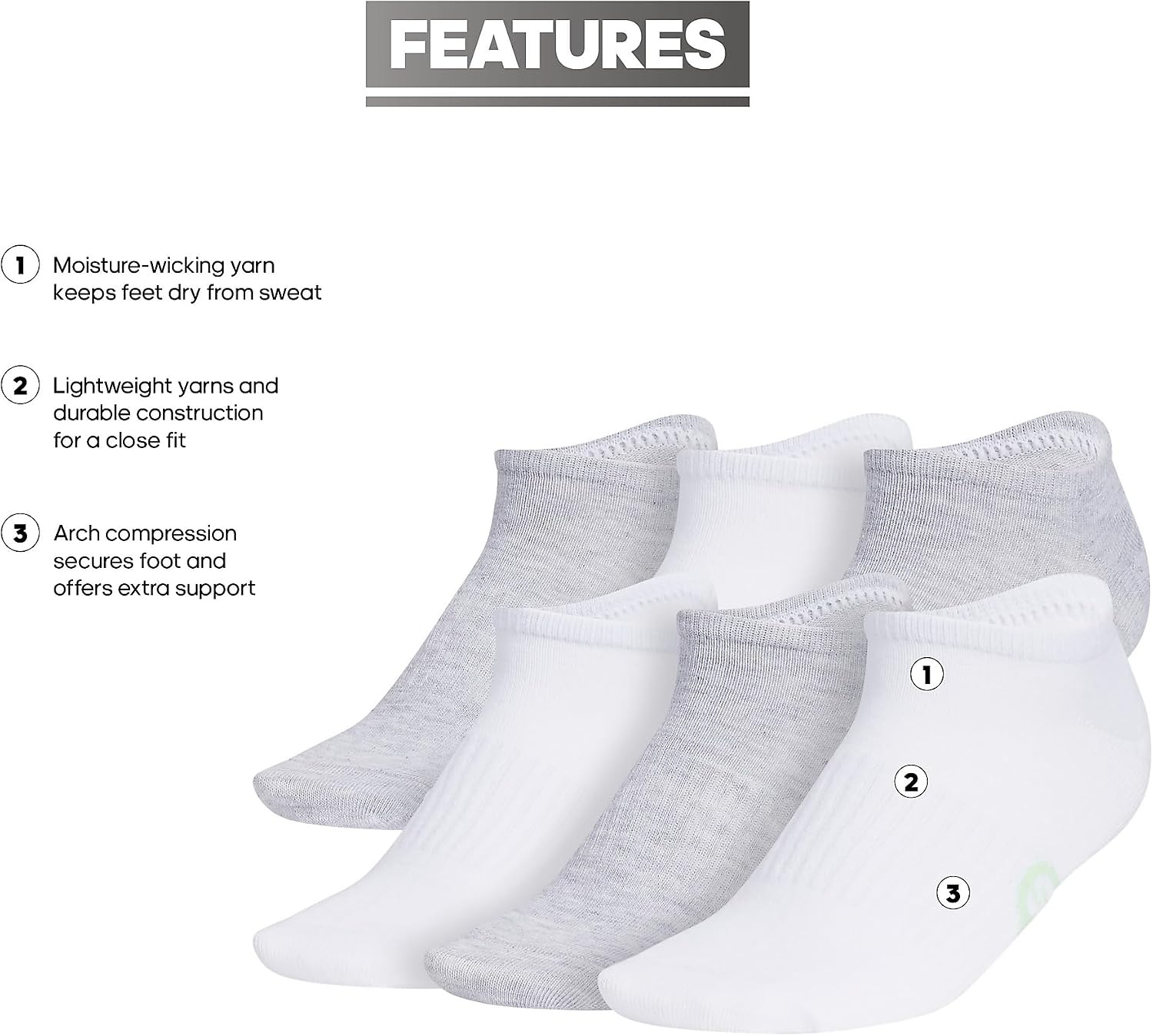 image:imageadidas Womens Superlite No Show Socks 6 Pairs Lightweight amp BreathableClassicCool Light HeatherWhiteBliss Pink