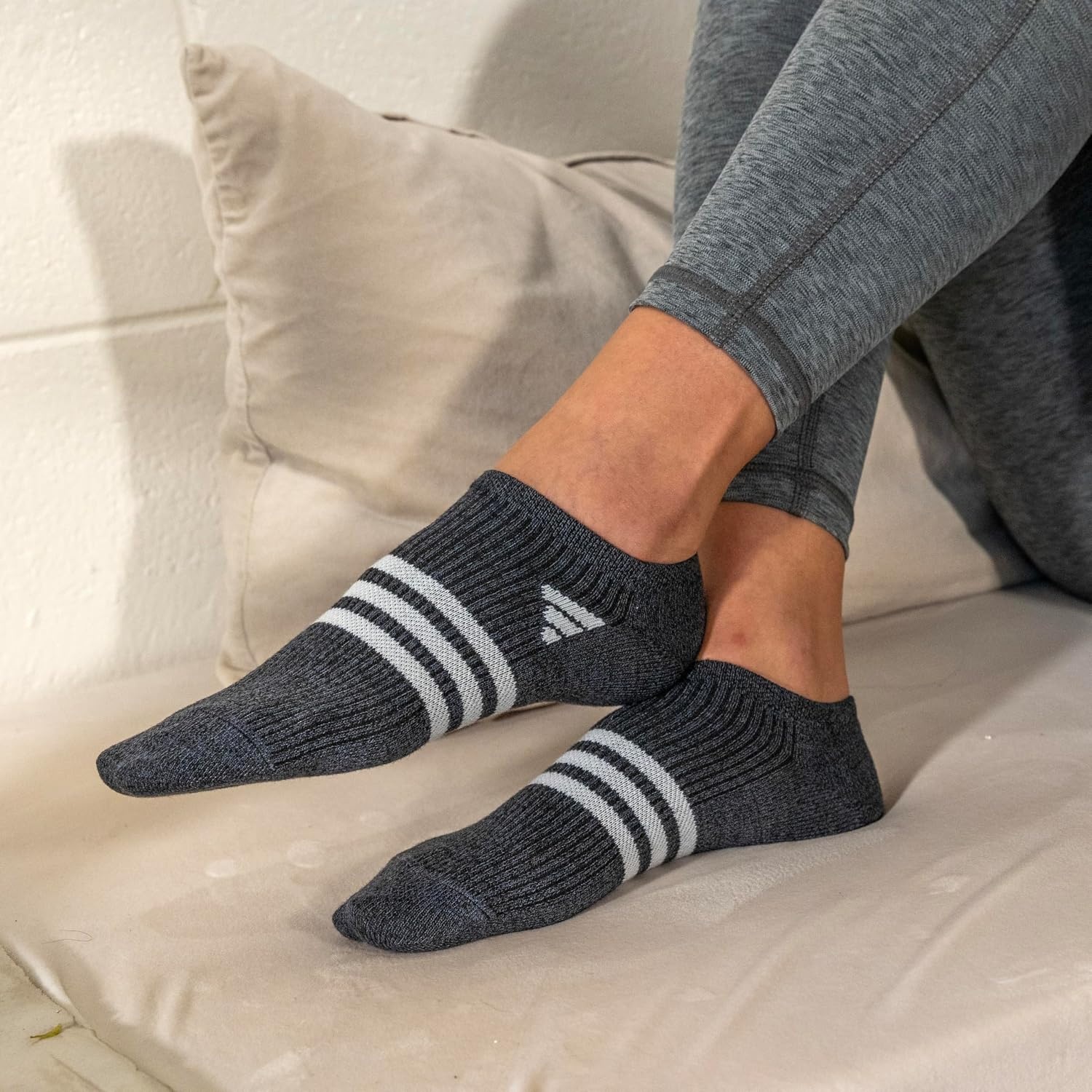 image:imageadidas Womens Superlite No Show Socks 6 Pairs Lightweight amp BreathableClassicSemi Flash Aqua BlueMint Tone GreenGrey