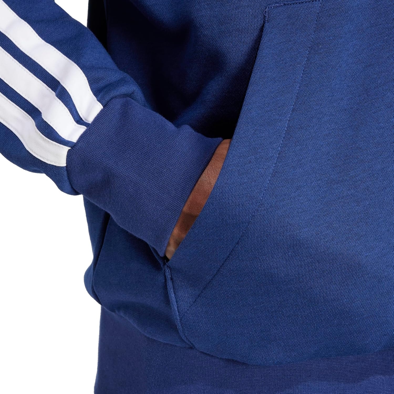 image:imageadidas mens Essentials 3stripes Fleece Fullzip Hooded Track TopDark BlueWhite