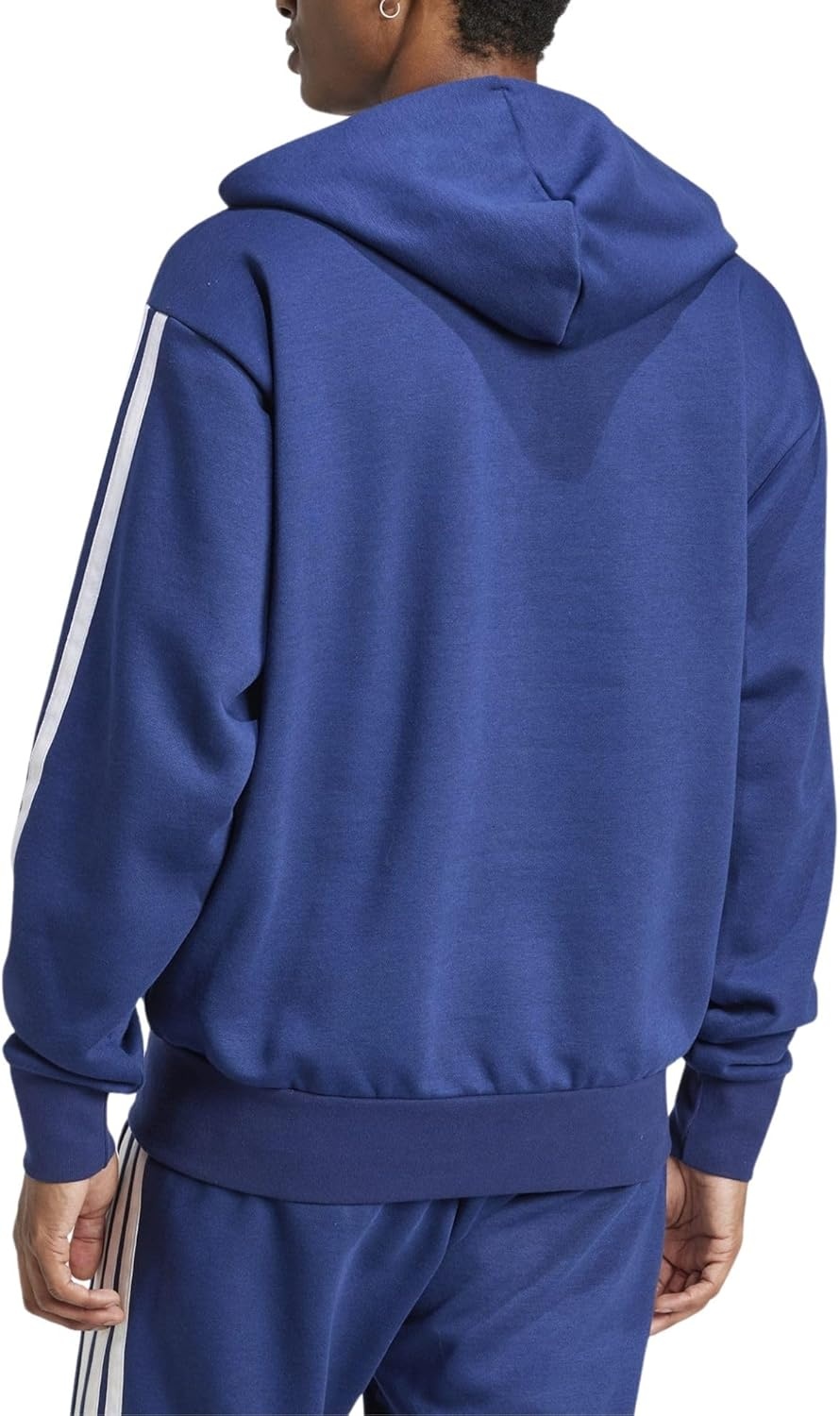 image:imageadidas mens Essentials 3stripes Fleece Fullzip Hooded Track TopDark BlueWhite