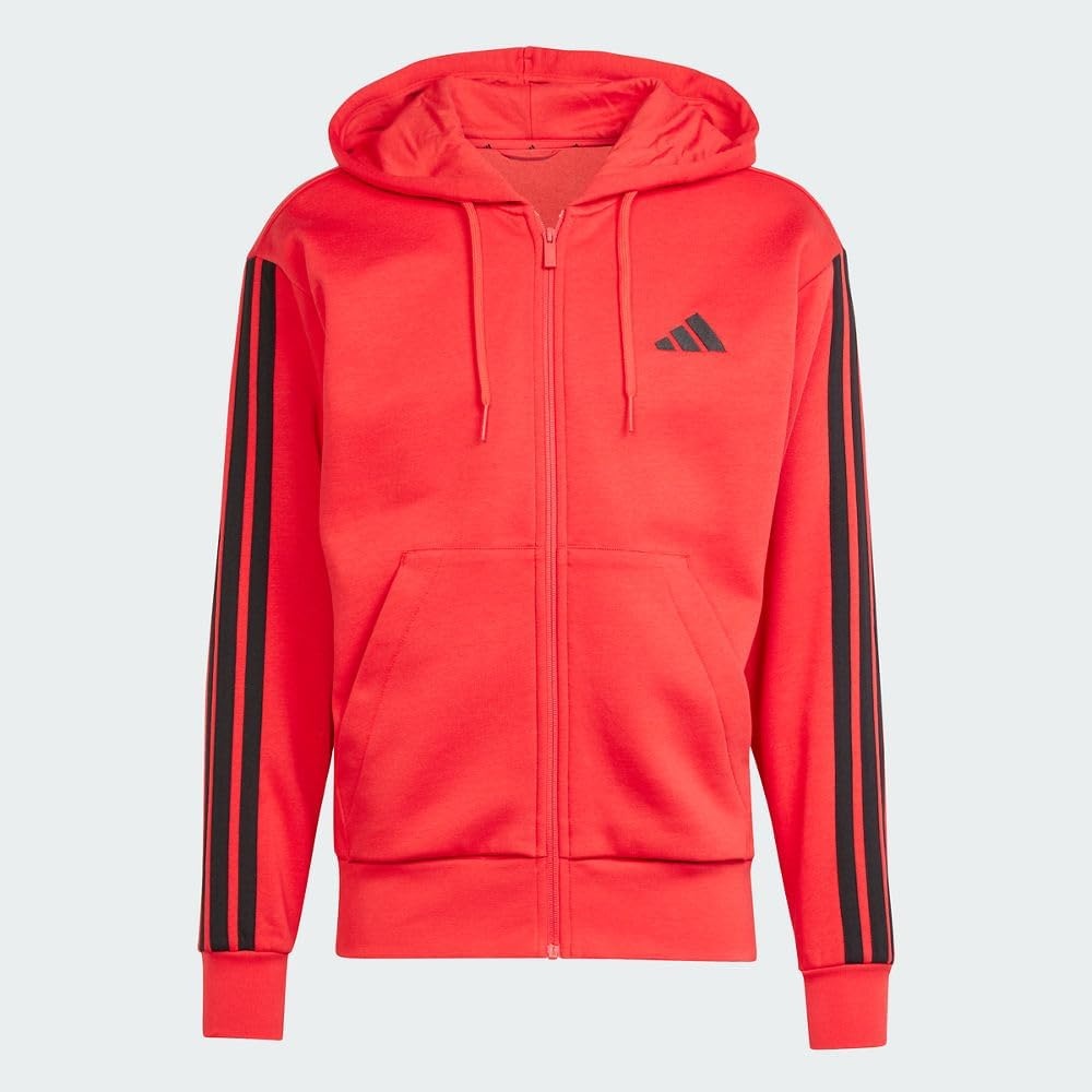 image:imageadidas mens Essentials 3stripes Fleece Fullzip Hooded Track TopPure RubyBlack