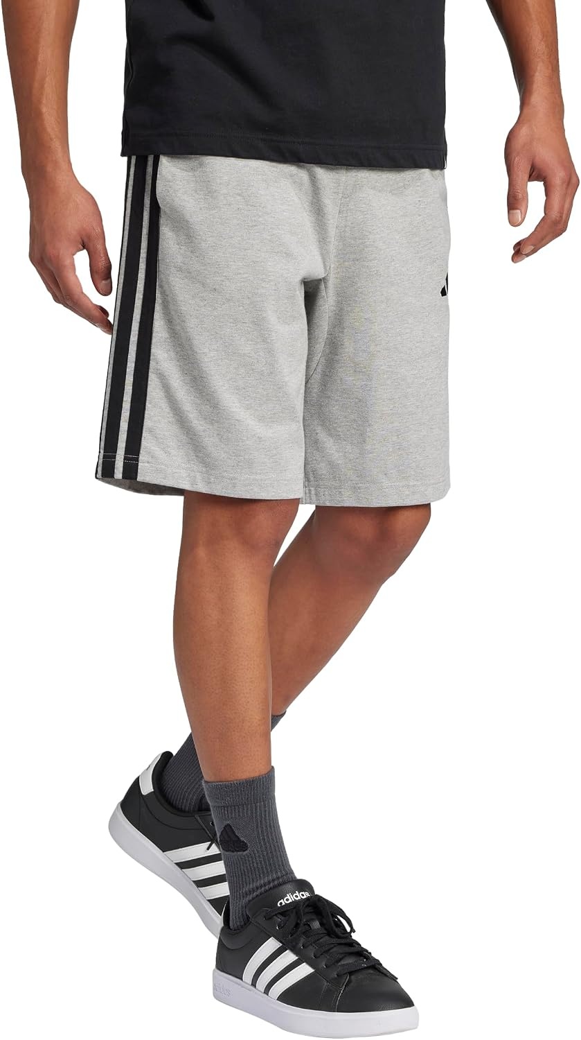 image:imageadidas mens Essentials 3stripes Single Jersey 10inch ShortsMedium Grey HeatherBlack