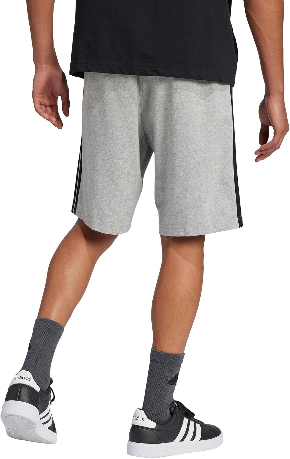 image:imageadidas mens Essentials 3stripes Single Jersey 10inch ShortsMedium Grey HeatherBlack