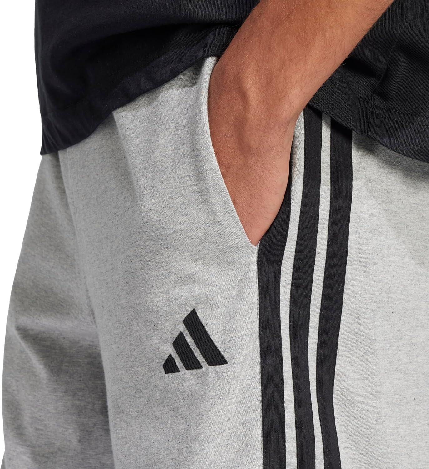 image:imageadidas mens Essentials 3stripes Single Jersey 10inch ShortsMedium Grey HeatherBlack