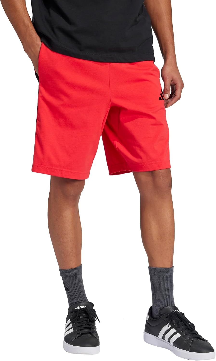 image:imageadidas mens Essentials 3stripes Single Jersey 10inch ShortsPure RubyBlack
