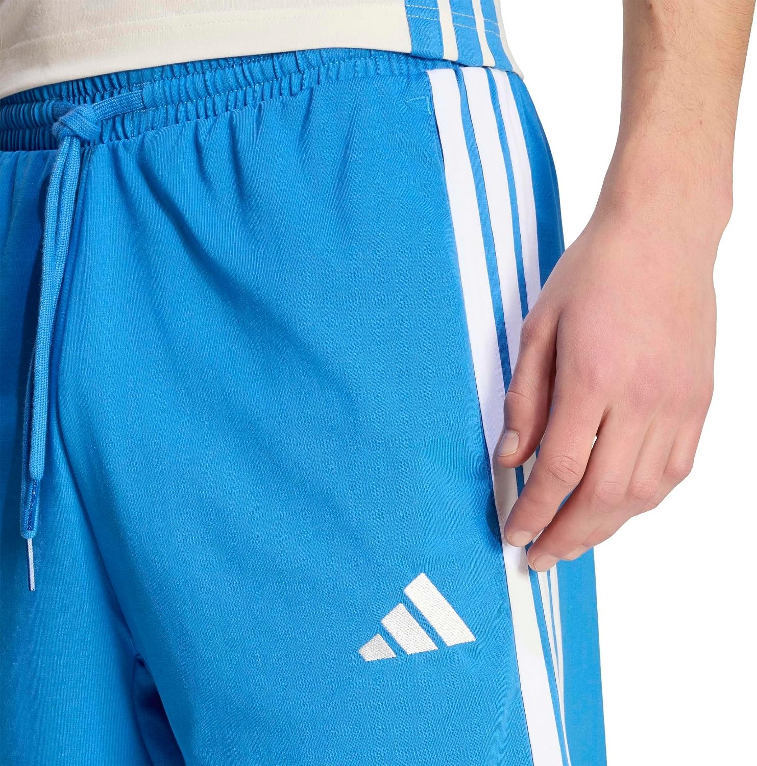 image:imageadidas mens Essentials 3stripes Single Jersey 10inch ShortsRay BlueOff White