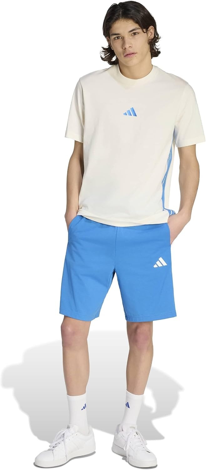 image:imageadidas mens Essentials 3stripes Single Jersey 10inch ShortsRay BlueOff White
