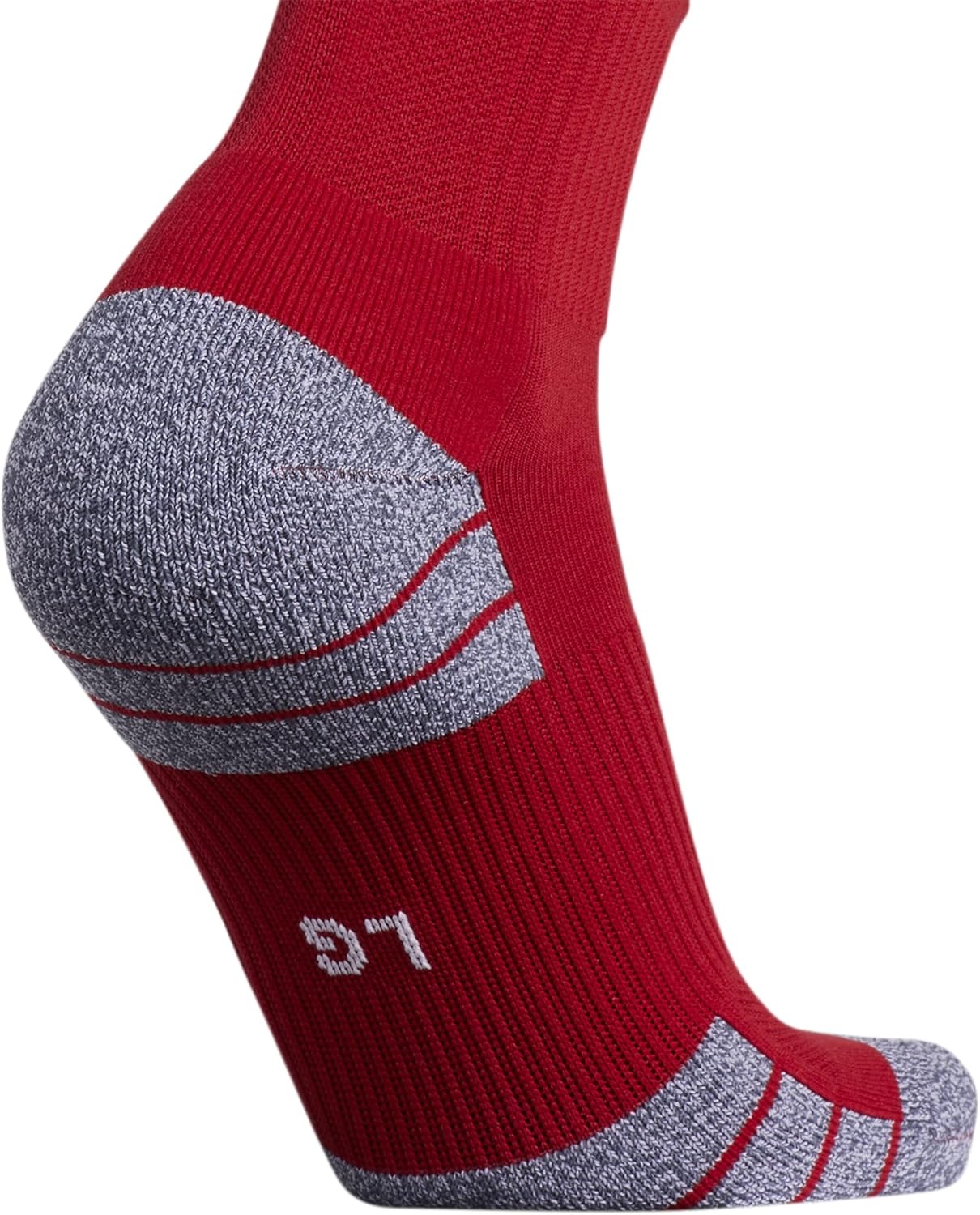 image:imageadidas unisex 3stripe Hoop Soccer Socks 1pair With Arch Compression for a Secure FitTeam Power RedWhite