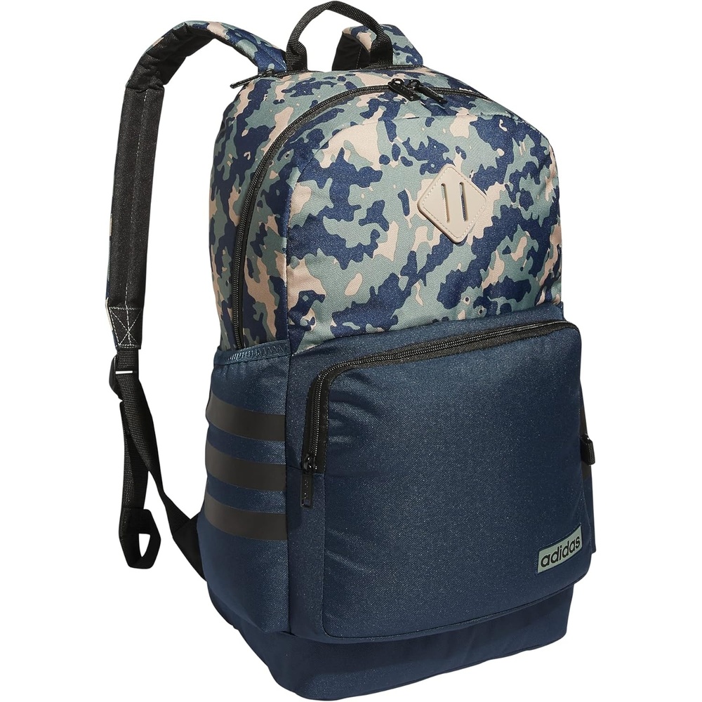 image:imageadidas Classic 3Stripe Backpack for Laptop School and Travel 28LEssential Camo Crew Navysilver GreenCrew NavyBlack40