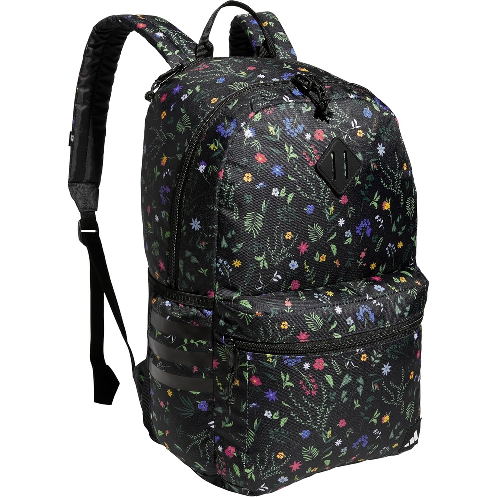 image:imageadidas Classic 3Stripe Backpack for Laptop School and Travel 28LMeadow Floral BlackBlackWhite50