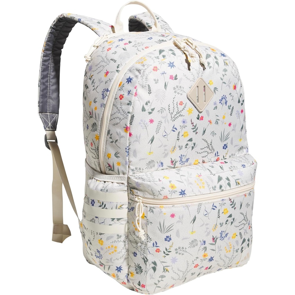 image:imageadidas Classic 3Stripe Backpack for Laptop School and Travel 28LMeadow Floral Wonder WhiteWonder White50