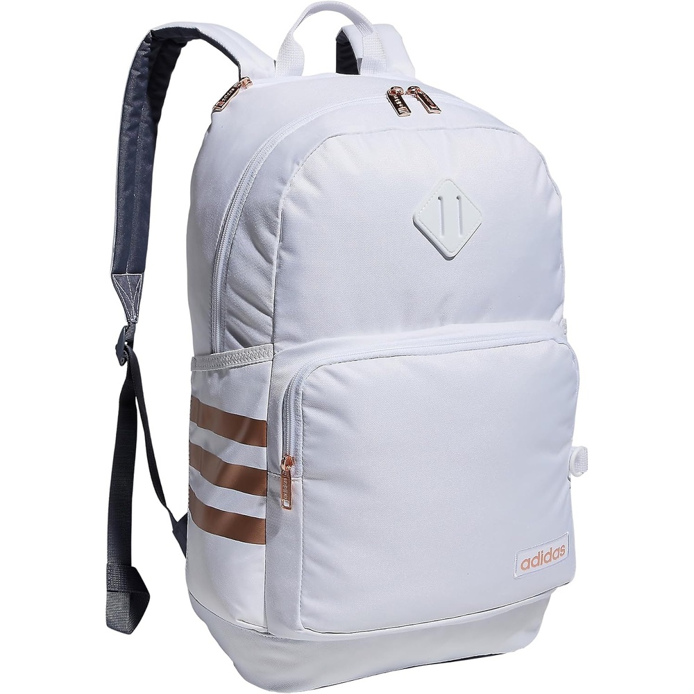image:imageadidas Classic 3Stripe Backpack for Laptop School and Travel 28LWhiteOnix GreyRose Gold40
