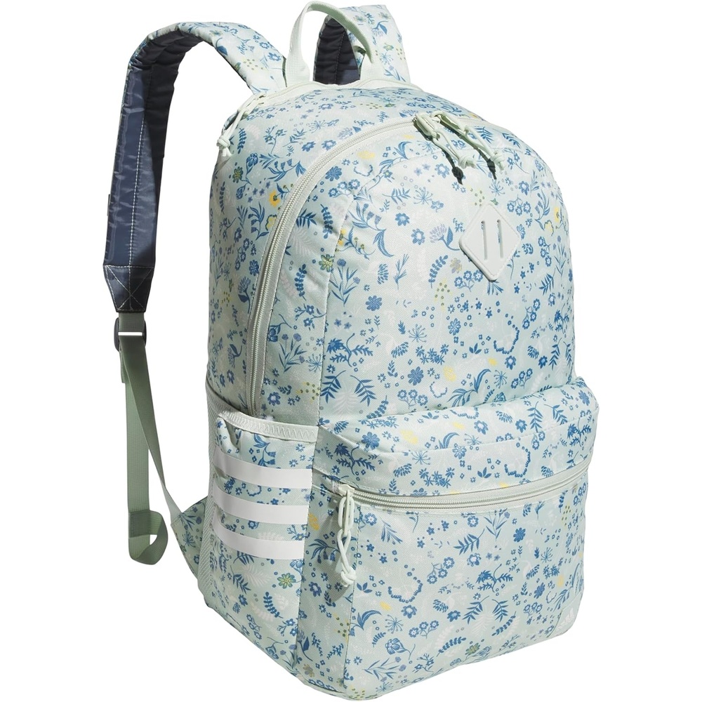 image:imageadidas Classic 3Stripe Backpack for Laptop School and Travel 28LWoodland Floral Linen GreenLinen Green50