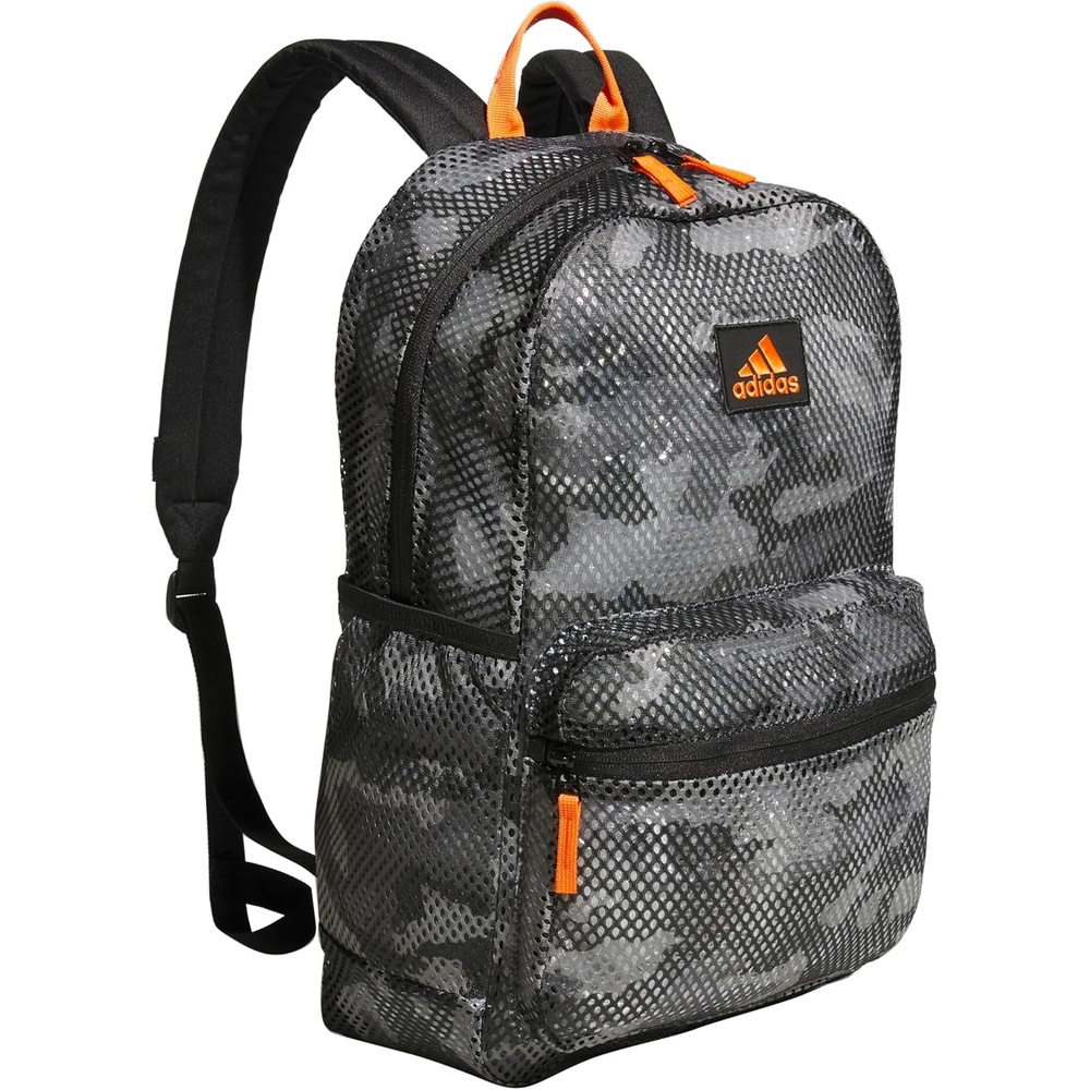 image:imageadidas Hermosa Mesh SeeThrough Backpack Festival Concert Stadium Beach Bag 29LCamouflage CarbonImpact OrangeBlack2