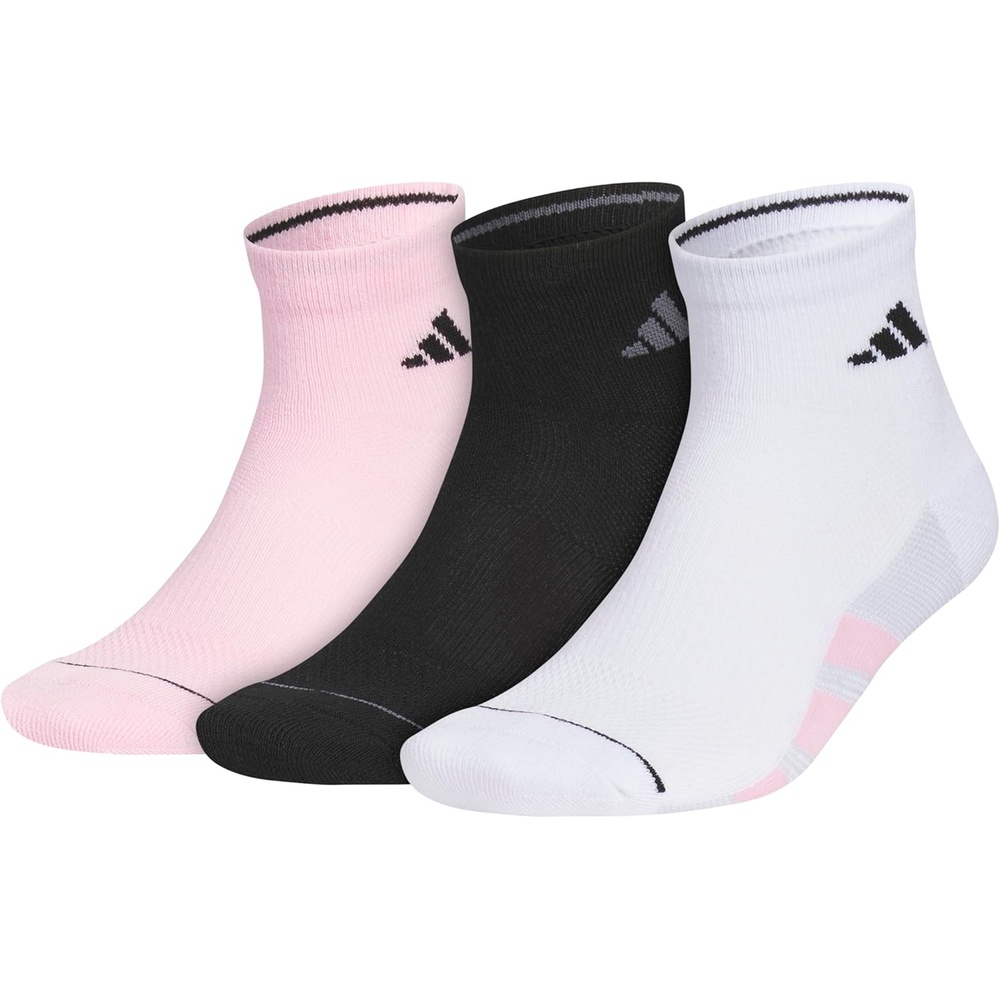 image:imageadidas Mens All Day Training Quarter Socks sports performance above the ankle height with cushioning for running 3PairTrue PinkBlackWhite