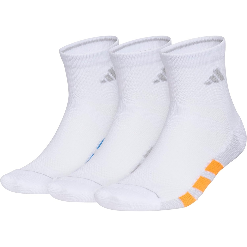 image:imageadidas Mens All Day Training Quarter Socks sports performance above the ankle height with cushioning for running 3PairWhiteRay BluePure Orange