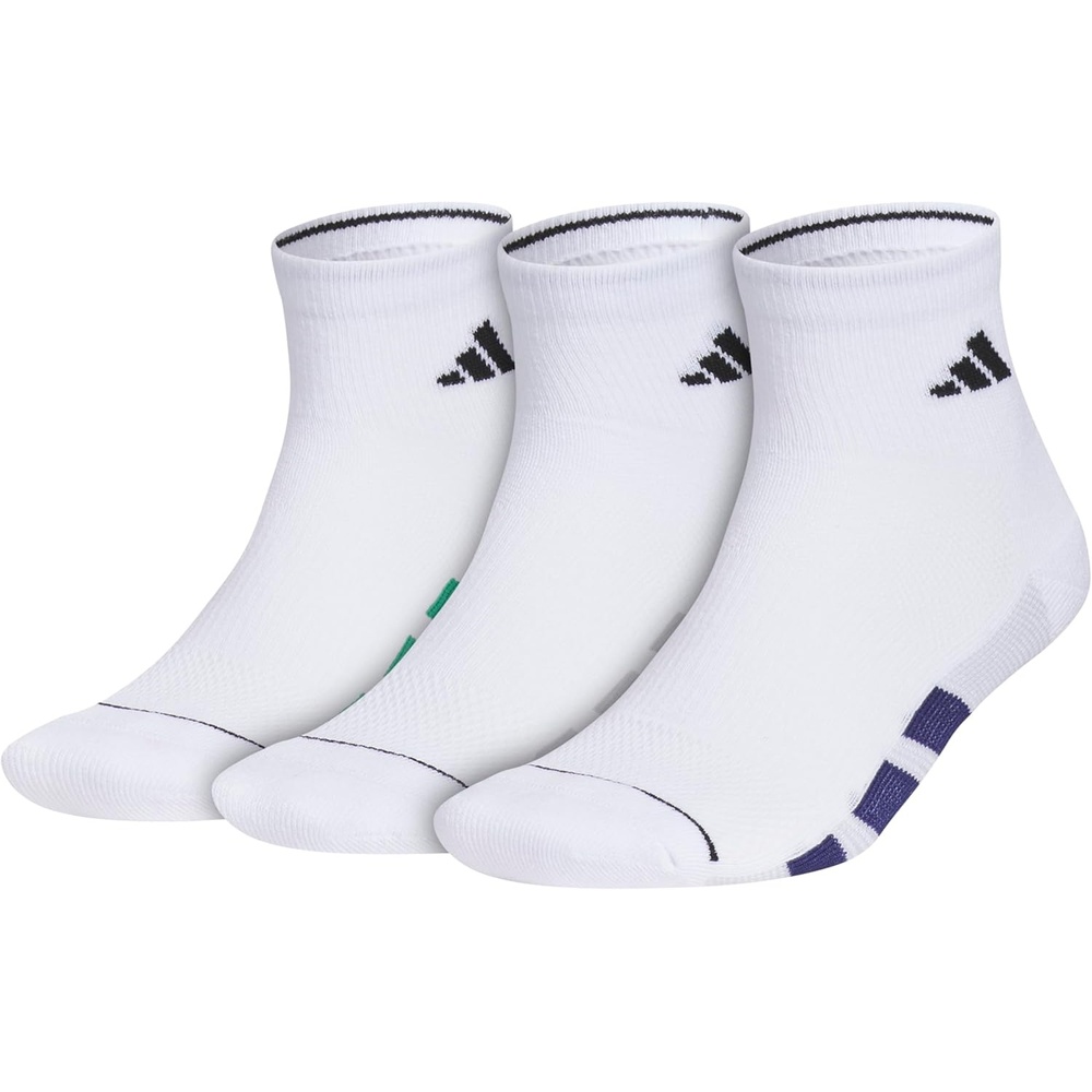 image:imageadidas Mens All Day Training Quarter Socks sports performance above the ankle height with cushioning for running 3PairWhiteSemi Court GreenDark Blue