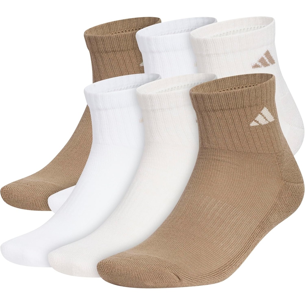 image:imageadidas Mens Athletic Cushioned 6Pack QuarterKhaki SixWhiteCrystal Linen Beige