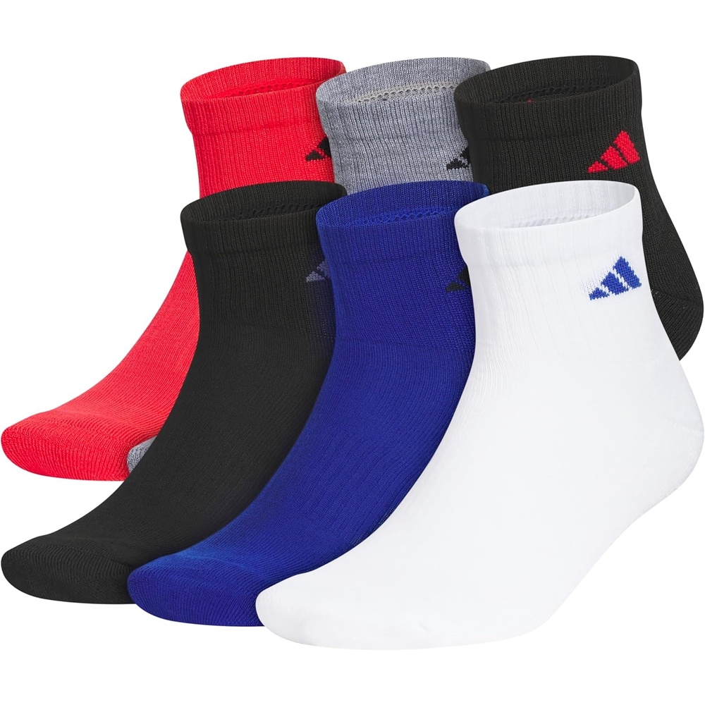 image:imageadidas Mens Athletic Cushioned 6Pack QuarterPure Ruby RedBlackTeam Royal Blue