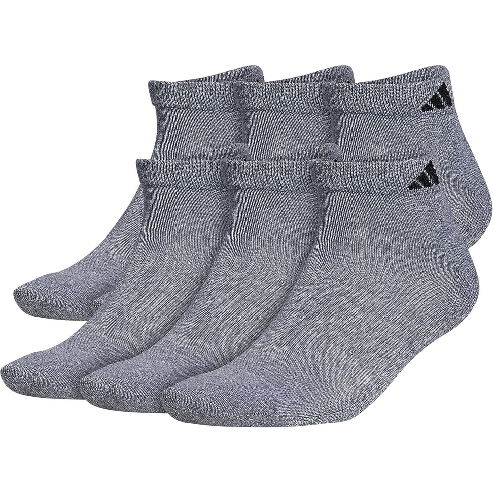 image:imageadidas Mens Athletic Cushioned Low Cut Ankle Socks 6 Pairs Durable amp ComfortableHeather GreyBlack